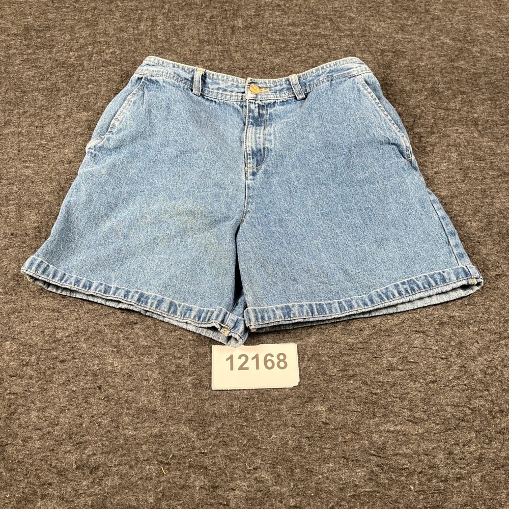 White Stag Mom Shorts Womens 10 Blue Denim Light Wash Cotton Flat Front Casual